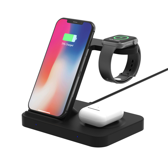 SIYOUNI Popular Mobile Phone Stand QI Fast Charge Charging Station 3 IN 1 Wireless Charger with USB Port