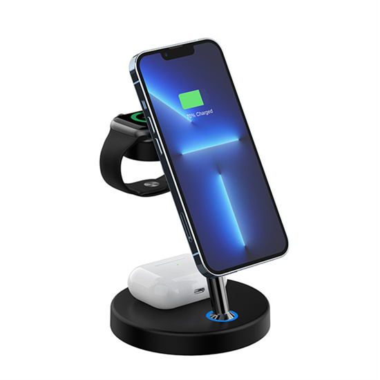 SIYOUNI Customized New Brand Desktop Smartphone QI Standard Fast Charging Stand 3 IN 1 Magnetic Wireless Charger Station