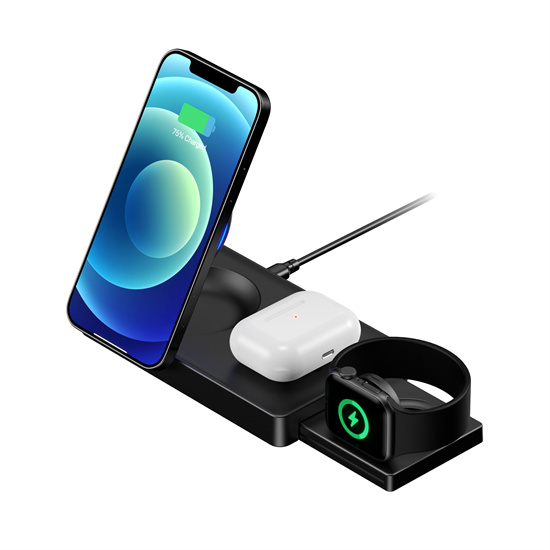 SIYOUNI Custom ODM Smart Phone Desktop Portable QI Standard Fast Charging Station 3 IN 1 Foldable Magnetic Wireless Charger