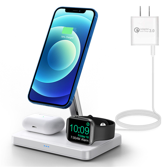 SIYOUNI Custom Multi Function Mobile Phone Desktop Fast Charging Station Stand QI 15W 3 IN 1 Magnetic Wireless Fast Charger