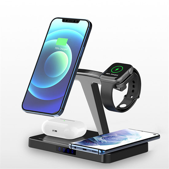 SIYOUNI OEM Manufacturer New Design Multi Mobile Phone Desktop QI Fast Charging Station Stand Magnetic 4 in 1 Wireless Charger