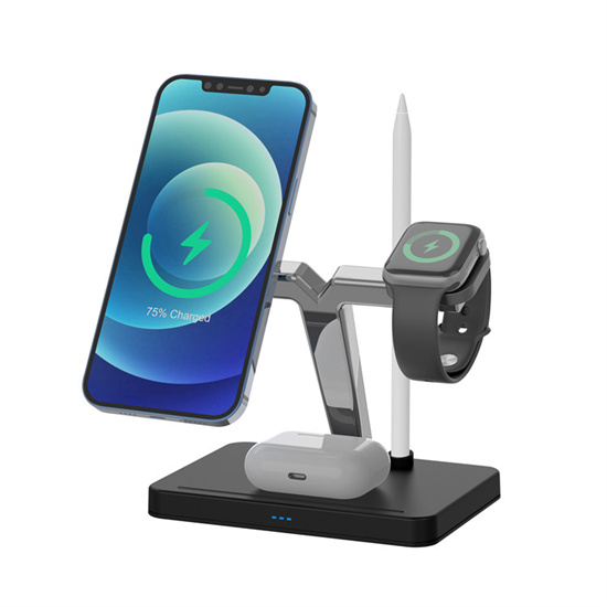 SIYOUNI Custom LOGO Factory Trending New Smartphone QI Fast Wireless Charging Station Magnetic 4 IN 1 Wireless Charger Stand