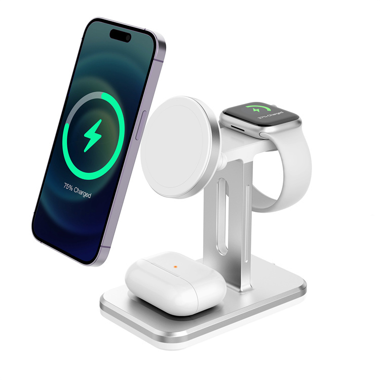 SIYOUNI Custom New Arrival Fast Charging Stand 15W 3 IN 1 Magnetic Wireless Charger
