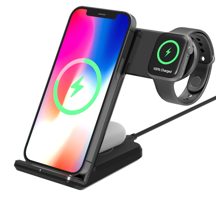 Universal Smart Watch Mobile Cell Phone QI Fast Charging Station 3 IN 1 Wireless Charger dock