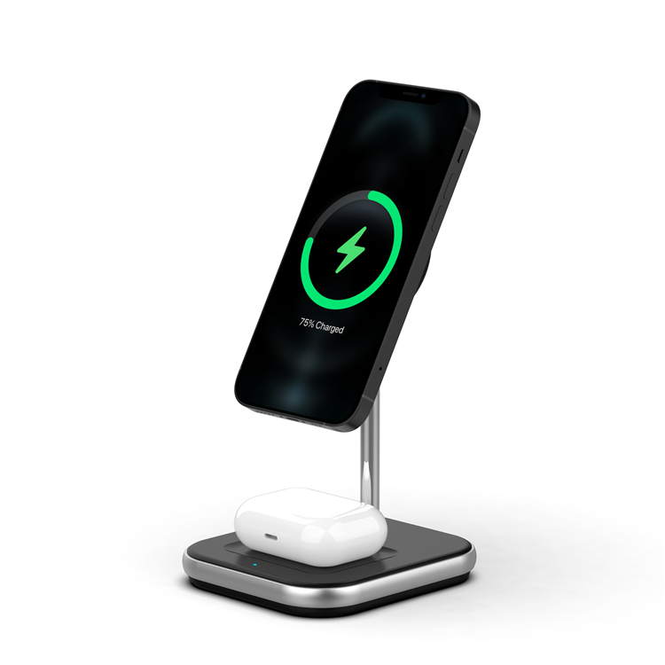 SIYOUNI Custom LOGO OEM Factory New Arrival Smartphone QI Standard Fast Charging 2 IN 1 Magnetic Wireless Charger Stand