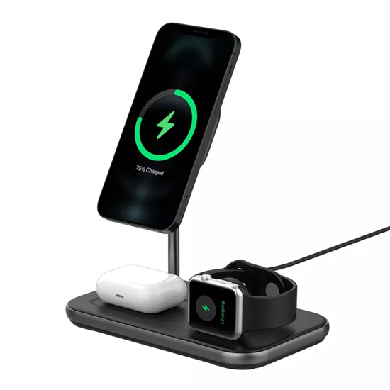 SIYOUNI OEM LOGO Factory New Arrival Mobile Smartphone Desktop QI Fast Charging Station Stand Wireless Magnetic Charger 3 IN 1