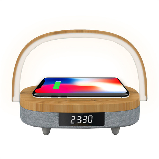 SIYOUNI New Design Wireless Charger Lamp Clock Speaker Combined in One