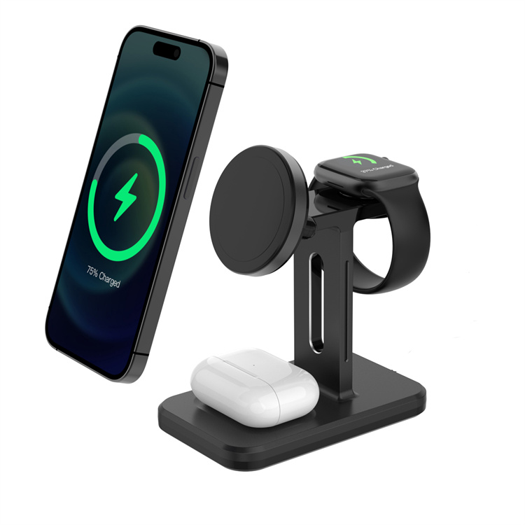 SIYOUNI Custom New Arrival Fast Charging Stand 15W 3 IN 1 Magnetic Wireless Charger