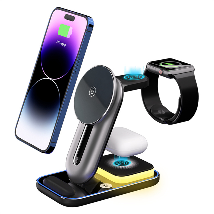 SIYOUNI OEM Hot Selling Desktop Charging Stand Fast QI Magnetic Wireless Charger 3 IN 1