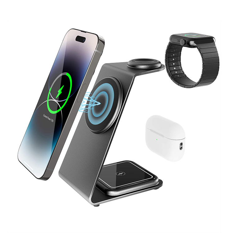 SIYOUNI Desktop QI Fast Charging Stand Magnetic Wireless Charger 3 IN 1