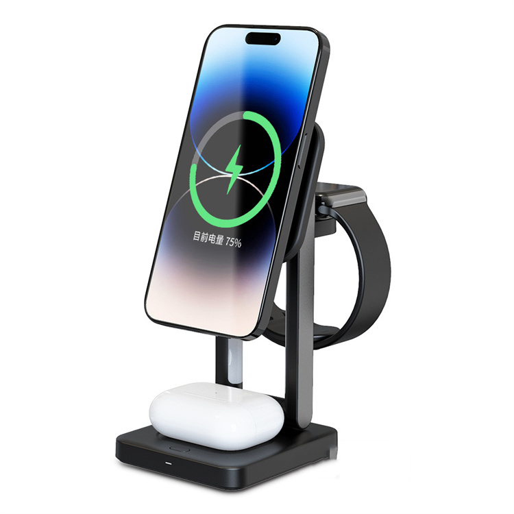 SIYOUNI New Arrival Foldable Magnetic QI 3 IN 1 Wireless Charger Stand with Night Lamp