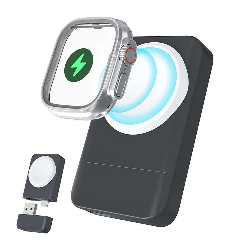 Magnetic Wireless Fast Watch Charger with Type-C & USB Ports for Smart Watch