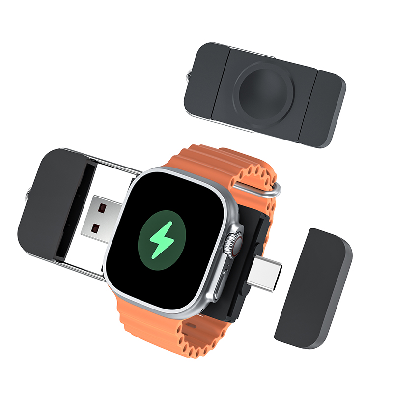 Magnetic Wireless Fast Watch Charger with Type-C and USB-A Input for Watch