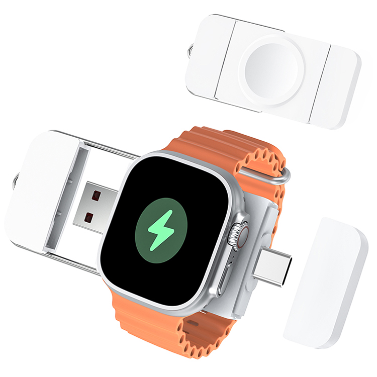 Magnetic Wireless Fast Watch Charger with Type-C & USB Ports for Smart Apple Watch
